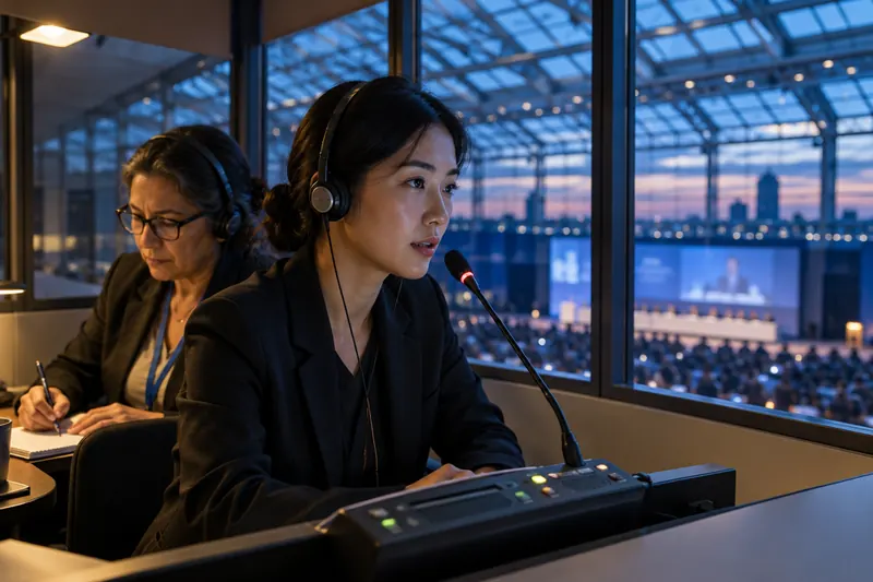 Interpreting services in a conference booth